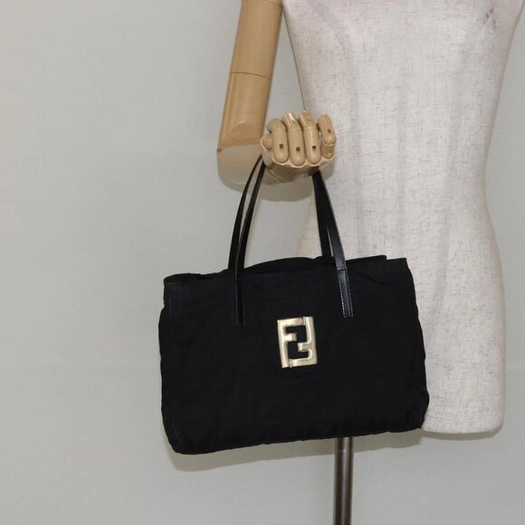 FENDI Zucca Canvas Hand Bag Black Auth ep11239 - Picture 1 of 16